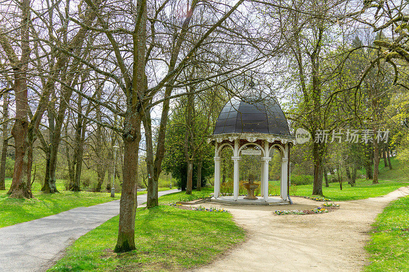 Marianske Lazne CZ - Alexandra Spring在春天宽敞的公园里